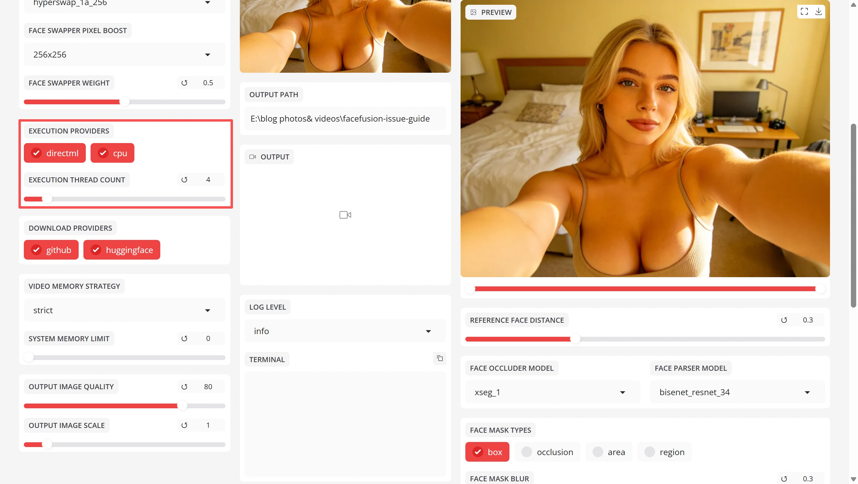 FaceFusion Execution Provider set to CUDA