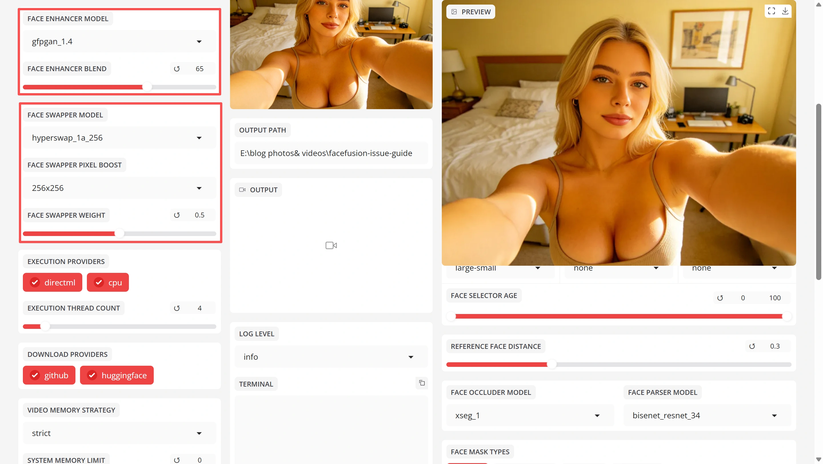 FaceFusion recommended video face swap settings — part 1