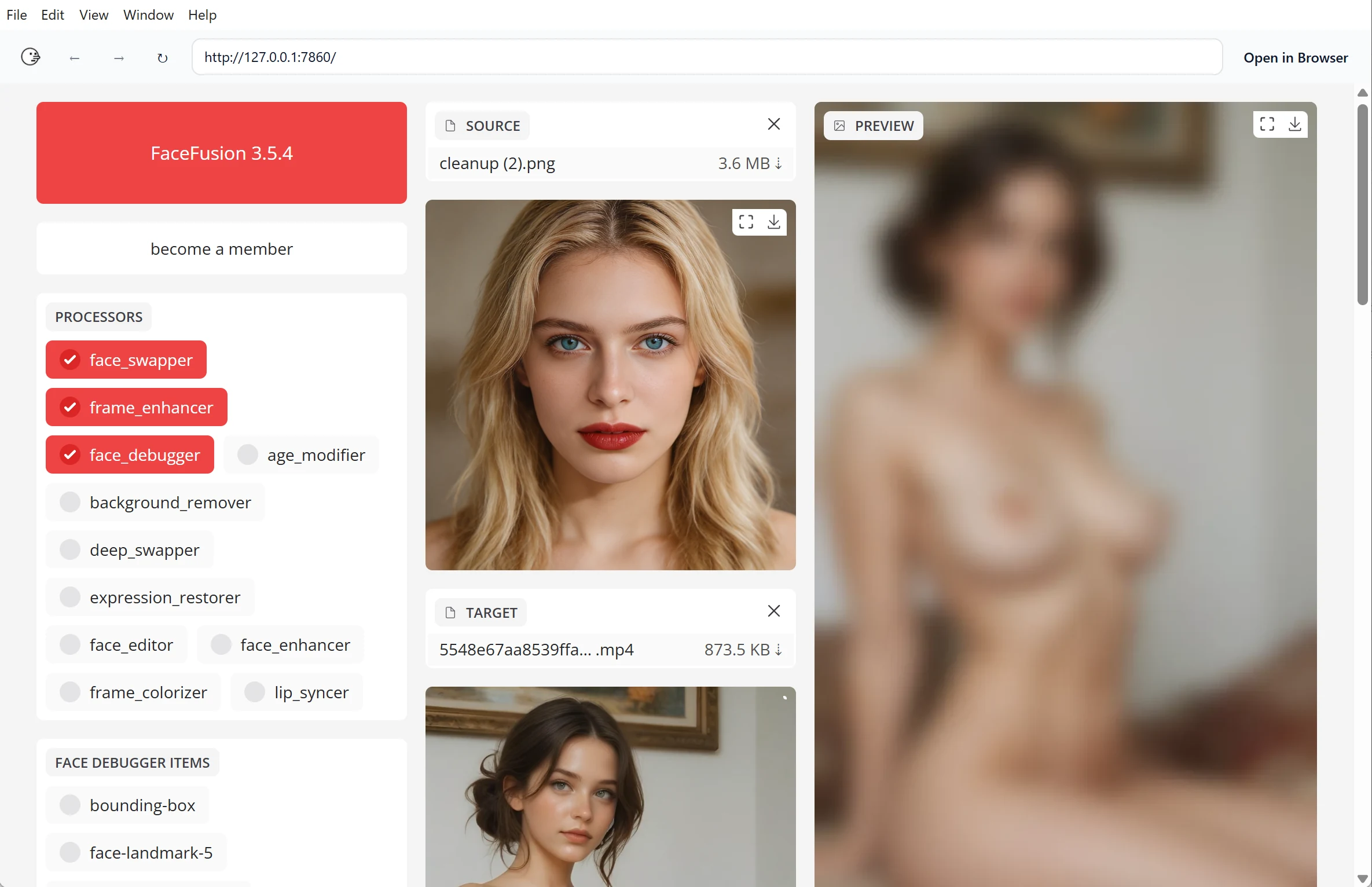 FaceFusion blurry preview when NSFW filter triggers