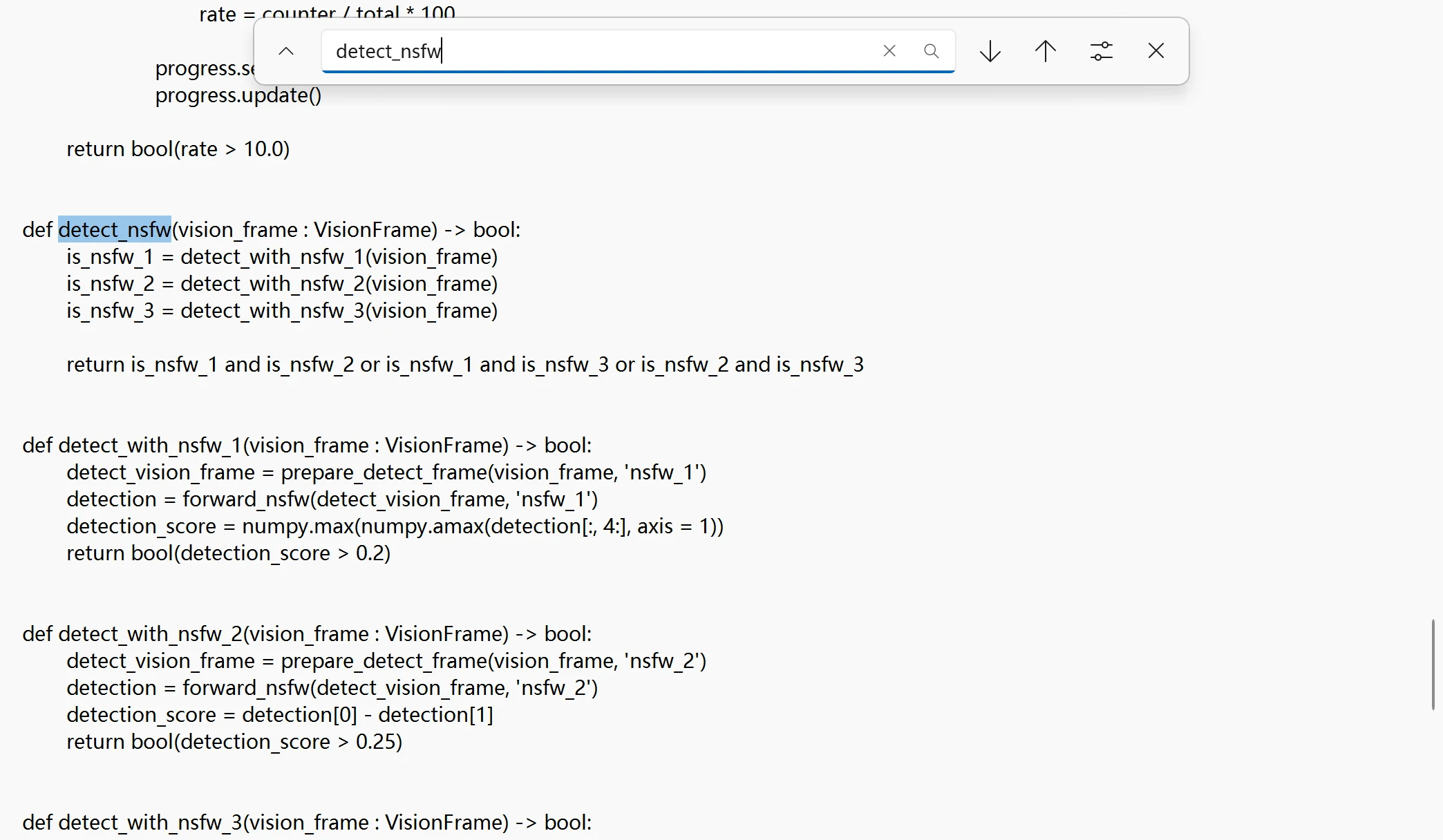 Editing content_analyser.py to return False